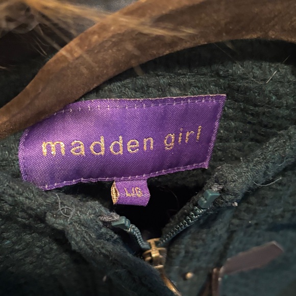 Madden Girl Dark Green Coat with Faux Fur Trim - Picture 7 of 7